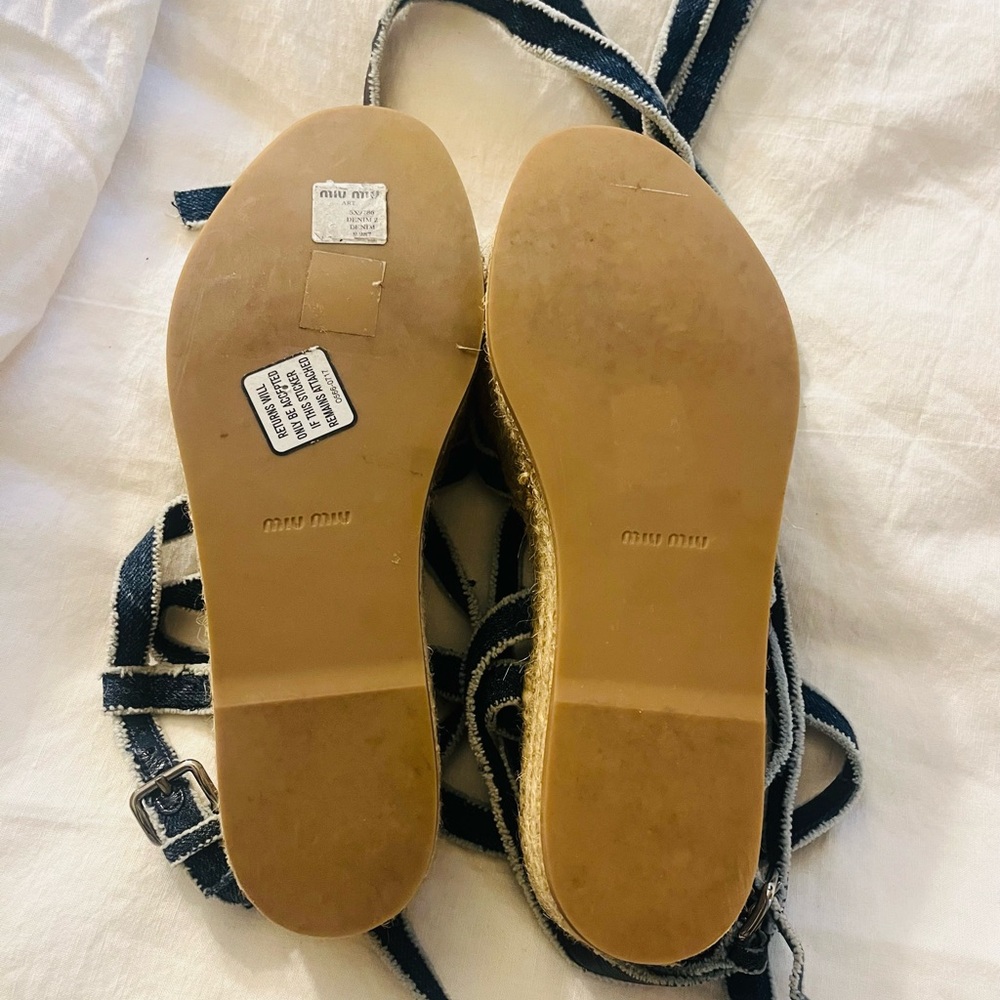 Authentic Miu Miu Blue Espadrille Shoes with Strappy Design - Picture 3 of 5